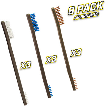OTIS 9 Pack 3 Nylon/3 Blue Nylon/3 Bronze AP Brushes (IP-316-9-BBN)