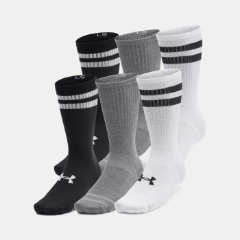UNDER ARMOUR Unisex Essential 6-Pack White/Black Crew Socks (1387058-101)