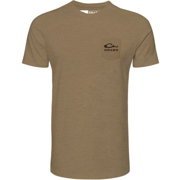 DRAKE Men's Old School Oval Logo Savannah Tan Light Heather Short Sleeve T-Shirt (DT9600-STH)