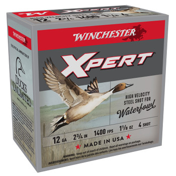 WINCHESTER AMMO Xpert Waterfowl 12Ga 2.75in #4 High Velocity Steel 1-1/8 oz 25rd/Box Shotshell (WEX12H4)