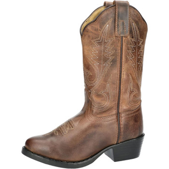 Open-box: SMOKY MOUNTAIN BOOTS Kid's Annie Leather Cowboy Boot, Color: Brown, Size: 3.5R (3435Y-3.5R) - Damaged package