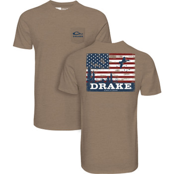 DRAKE Men's Americana Scenic Flag Savanna Tan T-Shirt (DT9875-STH)