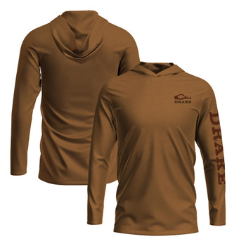 DRAKE Men's Graphic Logo Golden Pecan Dark Heather Solid Hoodie (DT8900-GPD)
