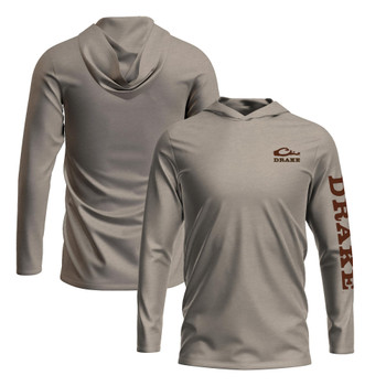 DRAKE Men's Graphic Logo Island Fossil Light Heather Solid Hoodie (DT8900-IFH)