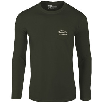 DRAKE Men's Retro Ringneck Deep Depths Dark Heather Long Sleeve T-Shirt (DT9810-DDD)