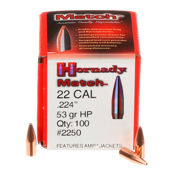 HORNADY Match 22 Cal .224 HP 53Gr 100 Per Box Bullets (2250)