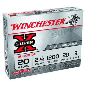 WINCHESTER Super-X Buckshot 20Ga 2.75in 3 Buck 20 Pellets Ammo 5 Round Box (XB203)