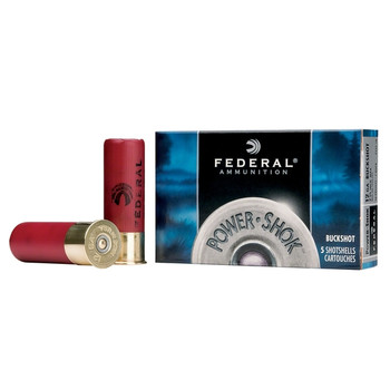 FEDERAL Power-Shok 12 Gauge 2.75in 00 Buckshot Ammo, 5 Round Box (F13000)