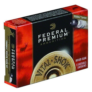 FEDERAL Vital-Shok TRUBALL 20 Gauge 3in Rifled Slug Ammo, 5 Round Box (PB209RS)