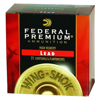 FEDERAL Wing-Shok High Velocity 12 Gauge 2.75in #4 Lead Ammo, 25 Round Box (PF1544)