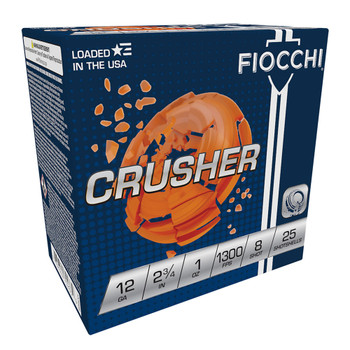 FIOCCHI Crusher 12Ga 2.75in #8 Lead 25rd/Box Shotshell (12CRSR8)