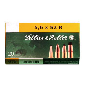 SELLIER & BELLOT 5.6x52mmR 70 Grain FMJ Ammo, 20 Round Box (SB5652RB)