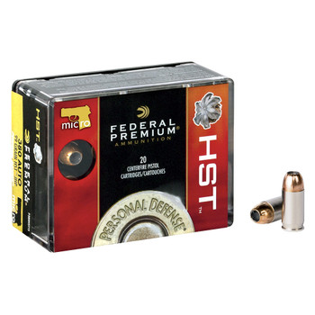 FEDERAL Premium Personal Defense 380 ACP 99 Grain HST Ammo, 20 Round Box (P380HST1S)
