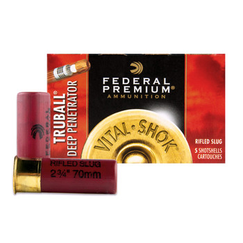FEDERAL Vital-Shok TRUBALL Deep Penetrator 12 Gauge 2.75in Rifled Slug Ammo, 5 Round Box (PB127RS)