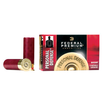 FEDERAL Personal Defense 20 Gauge 2.75in #4 Buckshot Ammo, 5 Round Box (PD2564B)