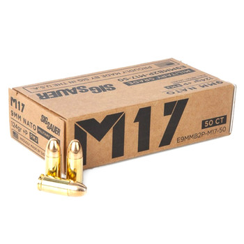 SIG SAUER Elite Ball M17 9mm +P 124Gr FMJ 50/Box Ammo (E9MMB2P-M17-50)