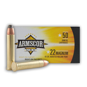 ARMSCOR Jacketed Hollow Point 40 Grain 22 Win. Mag Ammo, 50 Round Box (FAC22M-1N)