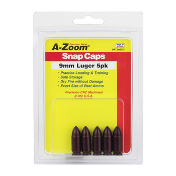 A-ZOOM Precision Metal 5-Pack of 9mm Luger Snap Caps (15116)