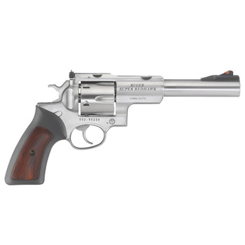 RUGER Super Redhawk Standard 10mm 6.5in 6rd Satin Stainless Revolver with 3 Full Moon Clips (5524)