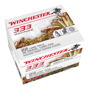 WINCHESTER 22LR 36Gr Hollow Point Copper Plated 333/3330 Rimfire Ammo (22LR333HP)