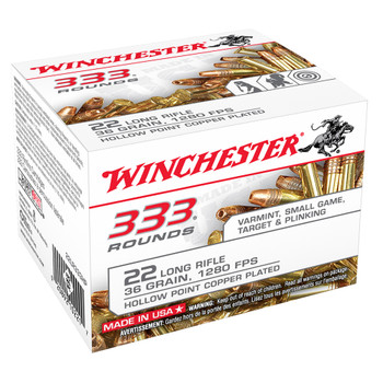 WINCHESTER 22LR 36Gr Hollow Point Copper Plated 333/3330 Rimfire Ammo (22LR333HP)