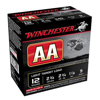 WINCHESTER AA Light Target 12Ga 2.75in #9 Shot 25/250 Shotgun Shells (AA129)