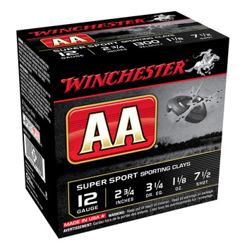 WINCHESTER AA SuperSport Sporting Clay 12Ga 2.75in #7.5 Shot 25/250 Shotgun Shells (AASC127)