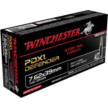 WINCHESTER PDX1 Defender 7.62x39 120Gr Hollow Point 20rd Box Bullets (S76239PDB)