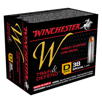 WINCHESTER W Train and Defend D 38 Special 130Gr JHP 20/200 Handgun Ammo (W38SPLD)