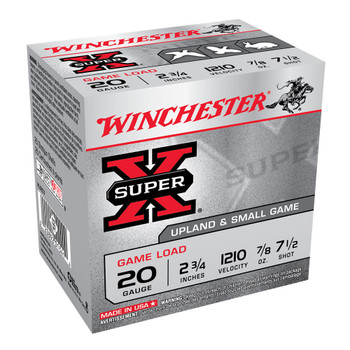 WINCHESTER Super-X 20Ga 7/8oz 2.75in #7.5 Lead Shot 25rd Box Shotshells (XU207)