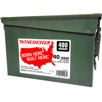 WINCHESTER Born Here Built Here 40 S&W FMJ 165 Gr 400 Rnd Metal Ammo Can (WW40C)