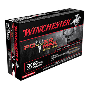 WINCHESTER Power Max Bonded .308 Win 180Gr PP 20rd Box Rifle Ammo (X3086BP)