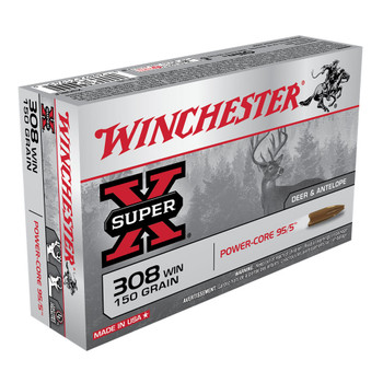 WINCHESTER Super-X .308 Win 150Gr Power Core 20rd Box Rifle Ammo (X308LF)