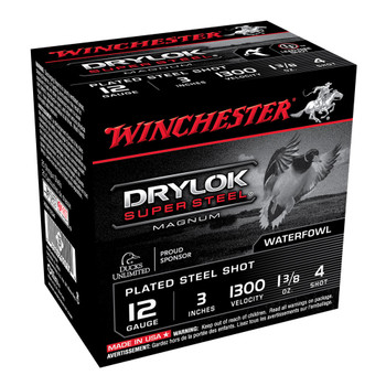 WINCHESTER DryLok Super Steel 12Ga 1-3/8oz 3in #4 25rd Box Shotshells (XSM1234)