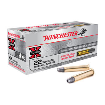 WINCHESTER AMMO Super-X 22 Magnum 45Gr Jacketed Hollow Point Ammo (X22MSUB)
