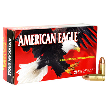 FEDERAL American Eagle 9mm 115 Grain FMJ Ammo, 50 Round Box (AE9DP)