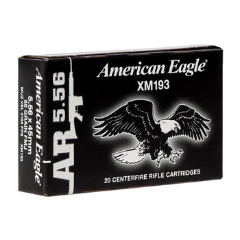 FEDERAL American Eagle 5.56mm 55 Grain FMJ Ammo, 20 Round Box (XM193)