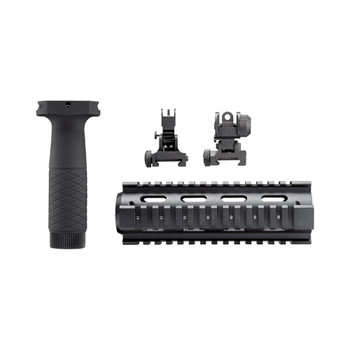 AIM SPORTS AR/M4 V1 Quad Rail, Vertical Grip, Front/Rear Flip Up Sights Combo Kit (ACAR01)