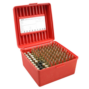 MTM CASE-GARD Deluxe R-100 Series 100rd Small Red Rifle Ammo Box (R10030)
