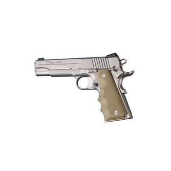 HOGUE 1911 Government Flat Dark Earth Rubber Grip with Finger Grooves (45003)