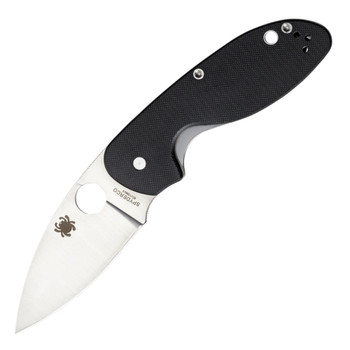 SPYDERCO Efficient G-10 Black Handle PlainEdge Folding Knife (C216GP)