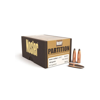 NOSLER Partition 6mm .243" 100Gr Spitzer 50rd Box Bullets (35642)