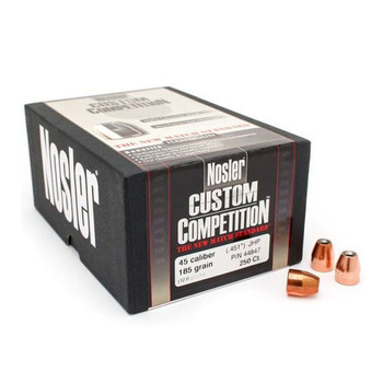 NOSLER Custom Competition .45 Caliber 451" 185Gr JHP 250rd Box Bullets (44847)