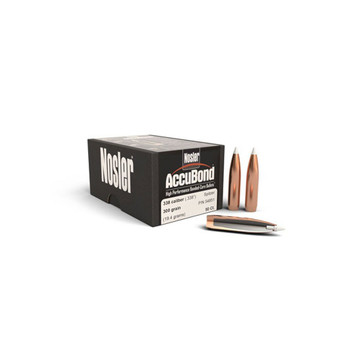 NOSLER AccuBond .338 Caliber .338" 300Gr Spitzer 50rd Box Bullets (54851)