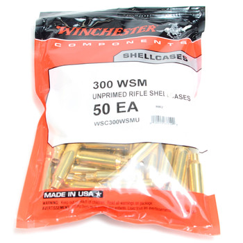 WINCHESTER 300 WSM Unprimed Brass Cases (WSC300WSMU)