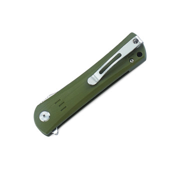 BESTECH KNIVES Kendo 3.5in D2 Stonewash/Satin Blade Army Green G10 Folding Knife (BG06B-1)