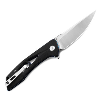 BESTECH KNIVES Eye of Ra 3.39in Stonewash/Satin Blade Black G10 Folding Knife (BG23A)