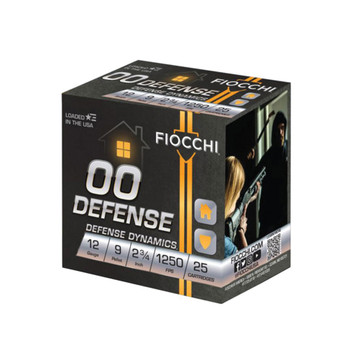 FIOCCHI Defense 12Ga 00 Buckshot 2.75in 25rd Box Ammo (12EX00BK)