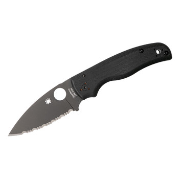 SPYDERCO Shaman G-10 3.58in Serrated Black Blade Knife (C229GSBK)