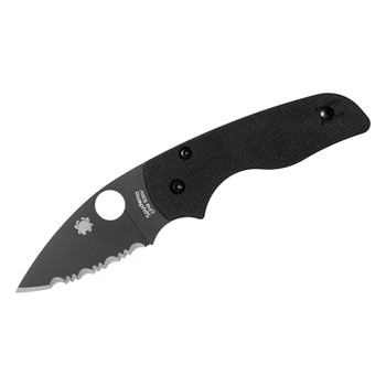 SPYDERCO Lil Native 2.42in G-10 Black Compression Lock Black Blade Serrated Knife (C230GSBBK)